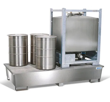 Sump pallet TCI-2F, Stainless Steel, with IBC Grid