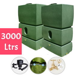 2 x 1500 Litres Water Butt Kit Green Marble