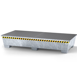 Spill Pallet Pro-line in Steel for 2 IBC, Galvanised, with 2 Grids