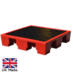 Ecosure 4 Drum Plastic Pallet Red with Grid