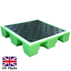 Ecosure 4 Drum Plastic Pallet Green with Grid
