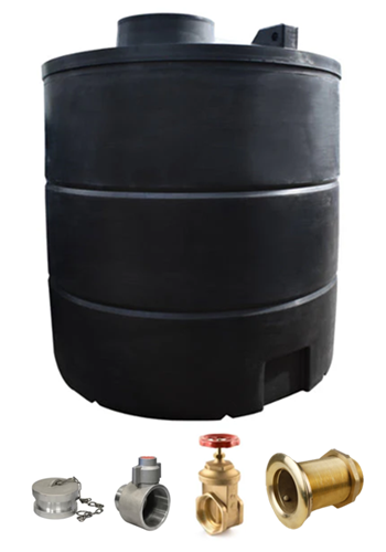 10,000 Litre Fire Tall Water Tank - Instantaneous Connections
