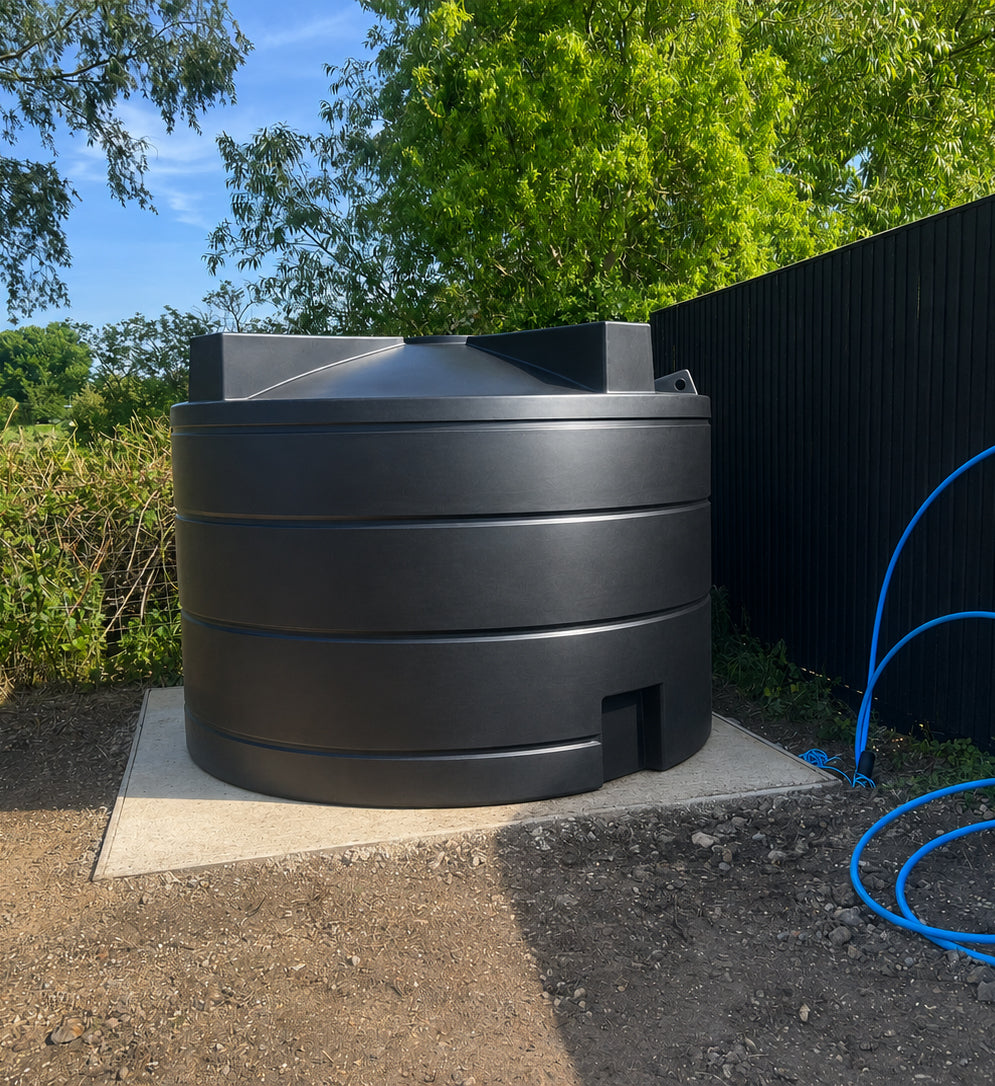 10000 Litre Cylindrical Water Tank - Non Potable - Black