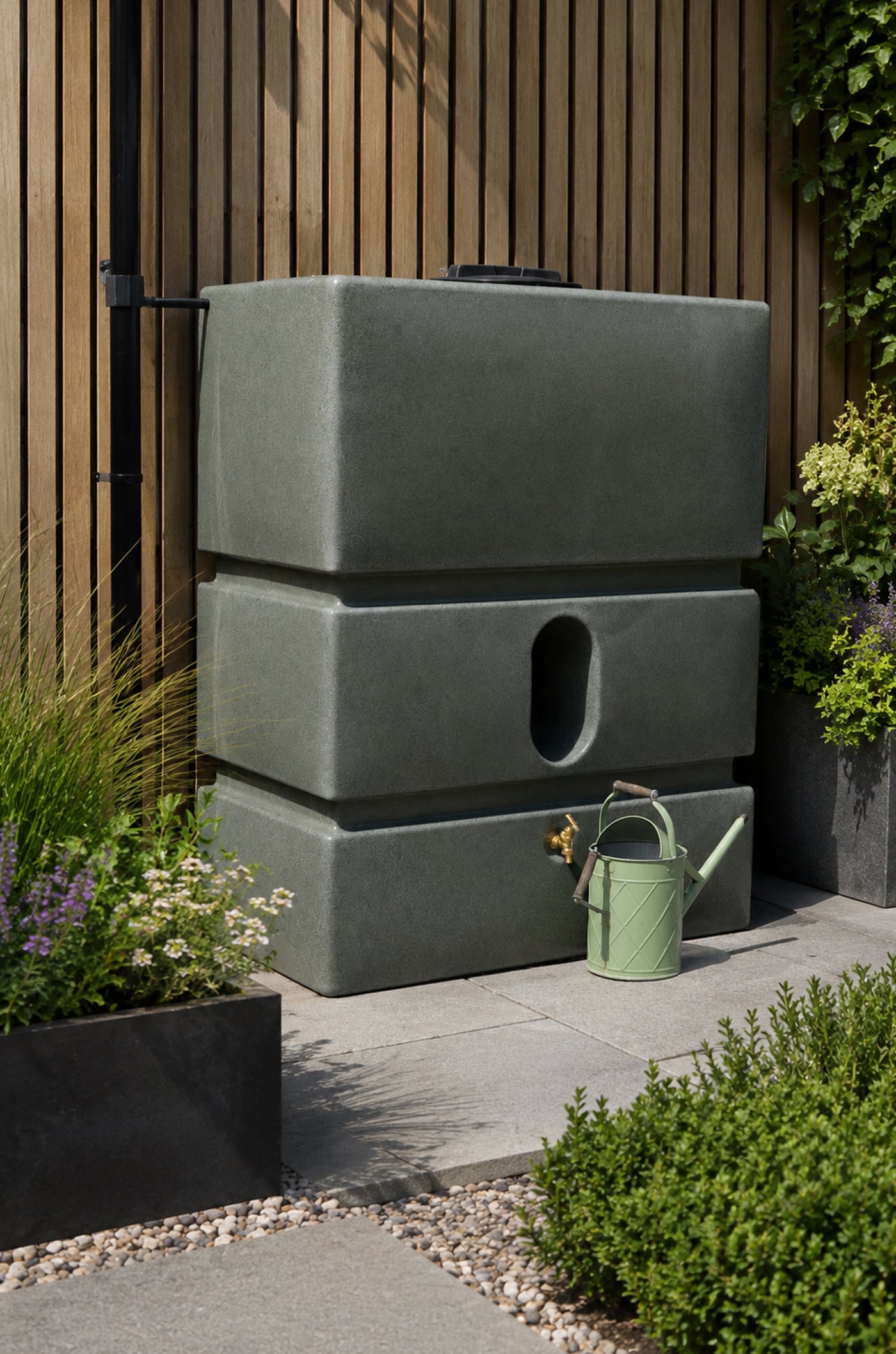1200 Litre Water Butt in Green Marble