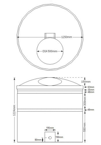 1300 Litre Water Tank In Black