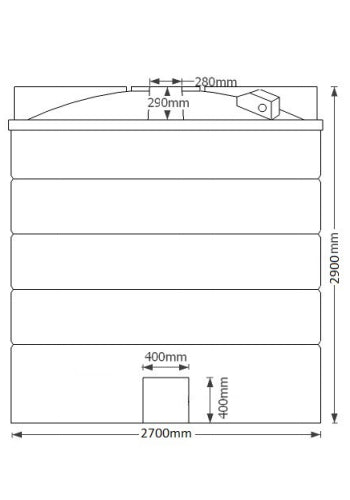 15000 Litre Cylindrical Water Tank - Non Potable - Black