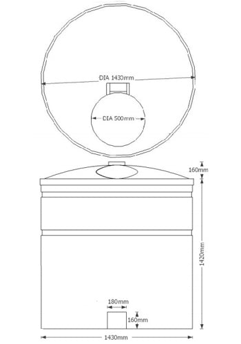 2000 Litre Cylindrical Potable Water Tank - Black - WRAS Approved