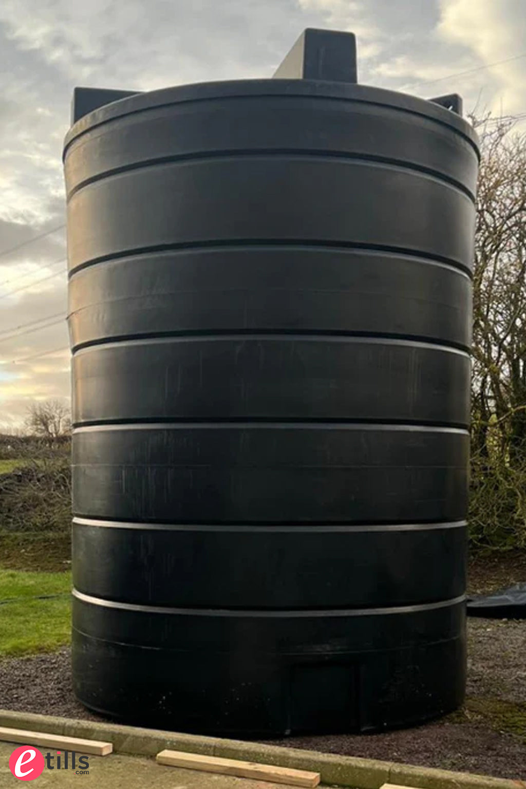 20000 Litre Cylindrical Potable Water Tank - Black - WRAS Approved