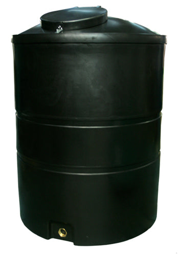 2000 Litre Cylindrical Tall Water Tank - Black