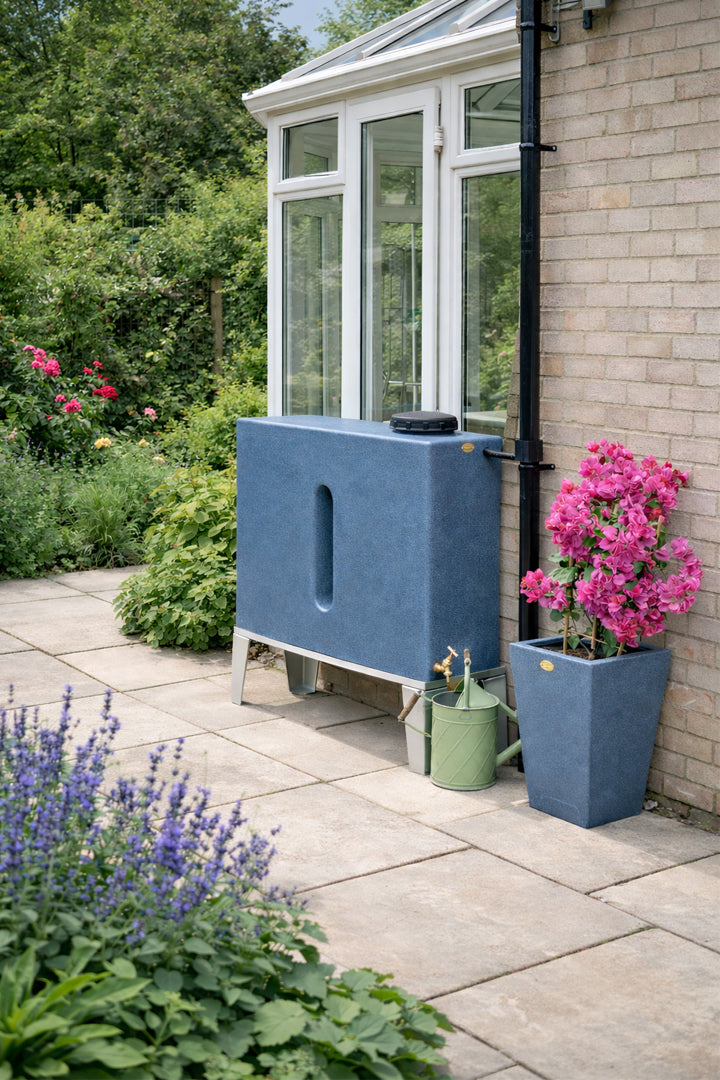 250 Litre Slimline Water Butt in Blue Marble