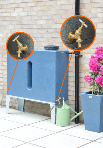 250 Litre Slimline Water Butt in Blue Marble - Double Outlet