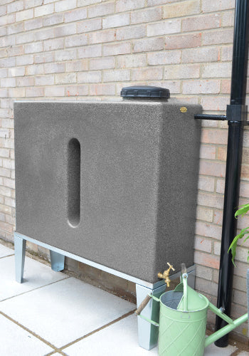 250 Litre Slimline Water Butt in Millstone - Double Outlet