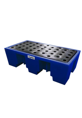 2 Drum Plastic Spill Pallet Blue- PE Grid