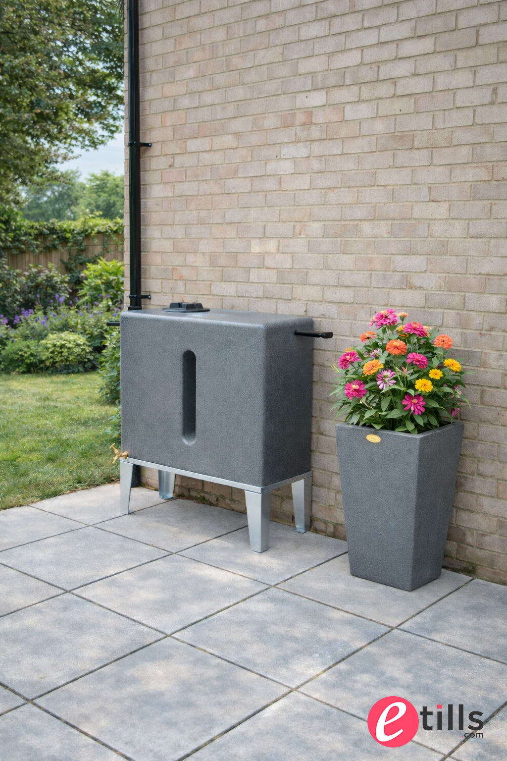 350 Litre Square Water Butt V1 - Millstone - Double Outlet