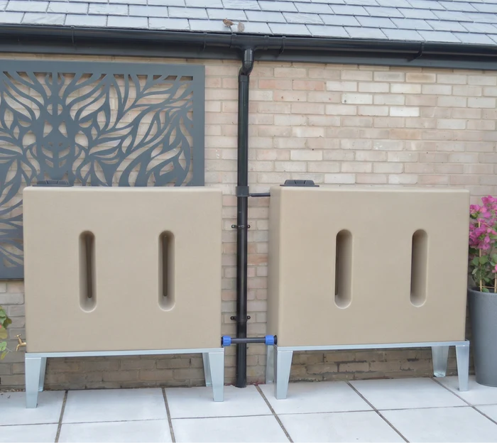 400 Litre Water Butt Twin Pack Linked - Sandstone