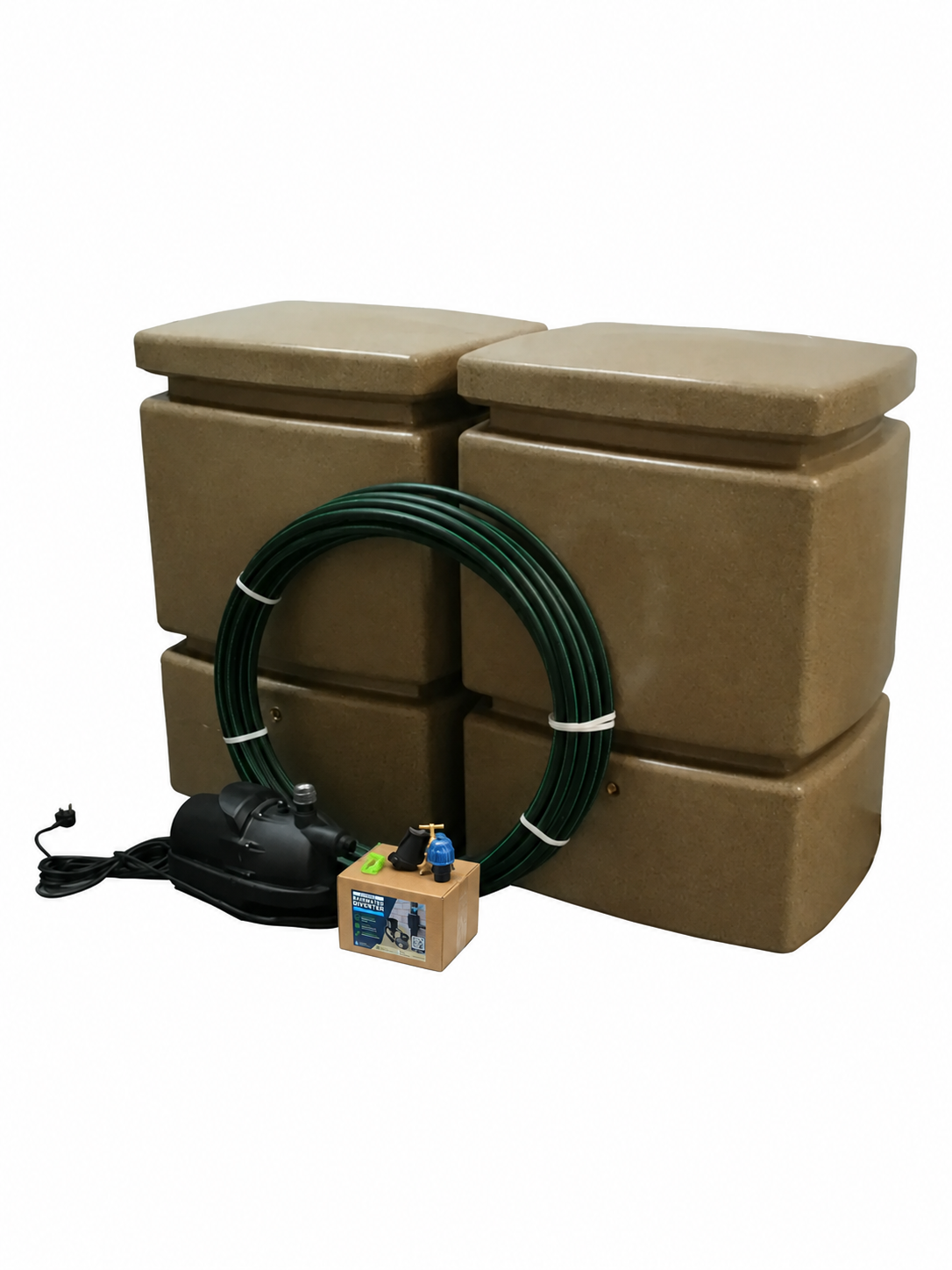 2 x 525 Litre EasyConnect Rainwater Harvesting System Sandstone