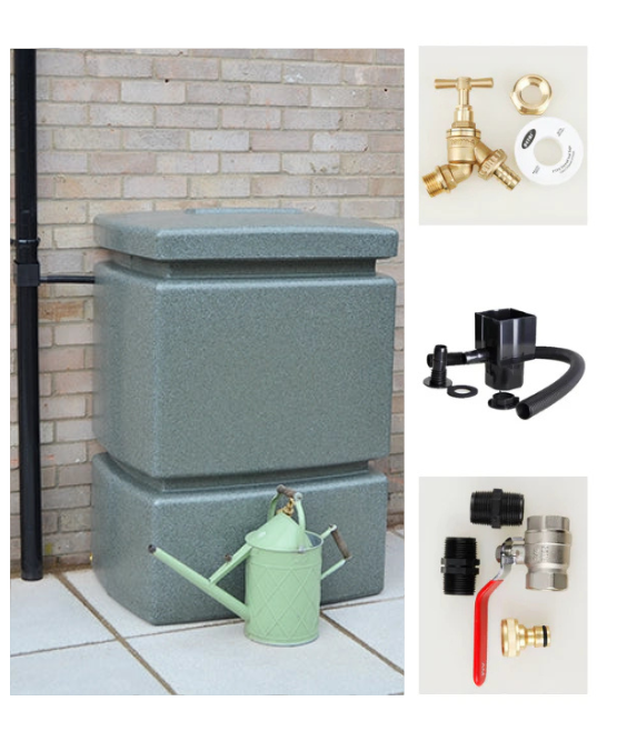 525 Litre Water Butt Kit - Green Marble