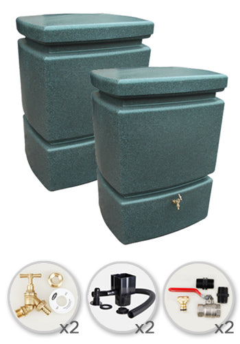 525 Water Butt Twin Solo Pack - Green Marble