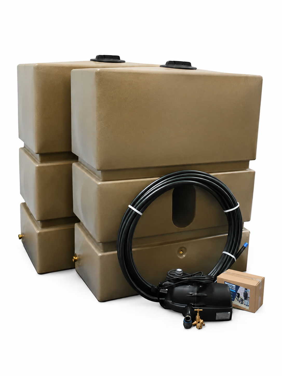 2 x 1200 Litre EasyConnect Rainwater Harvesting System - Sandstone