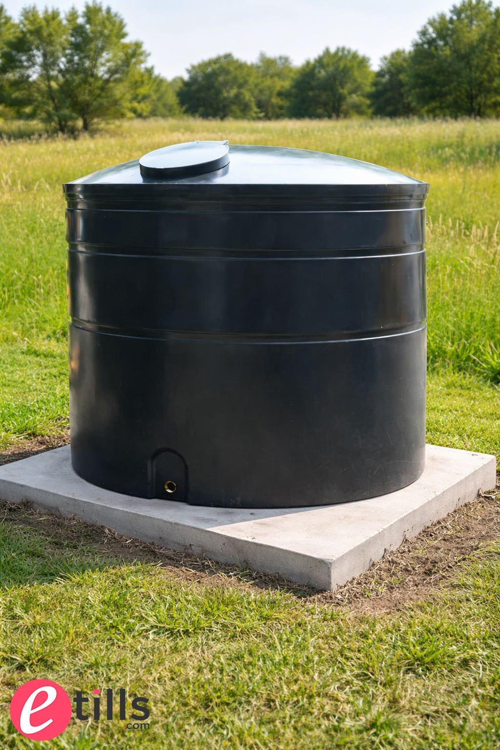 7200 Litre Cylindrical Water Tank - Non Potable - Black