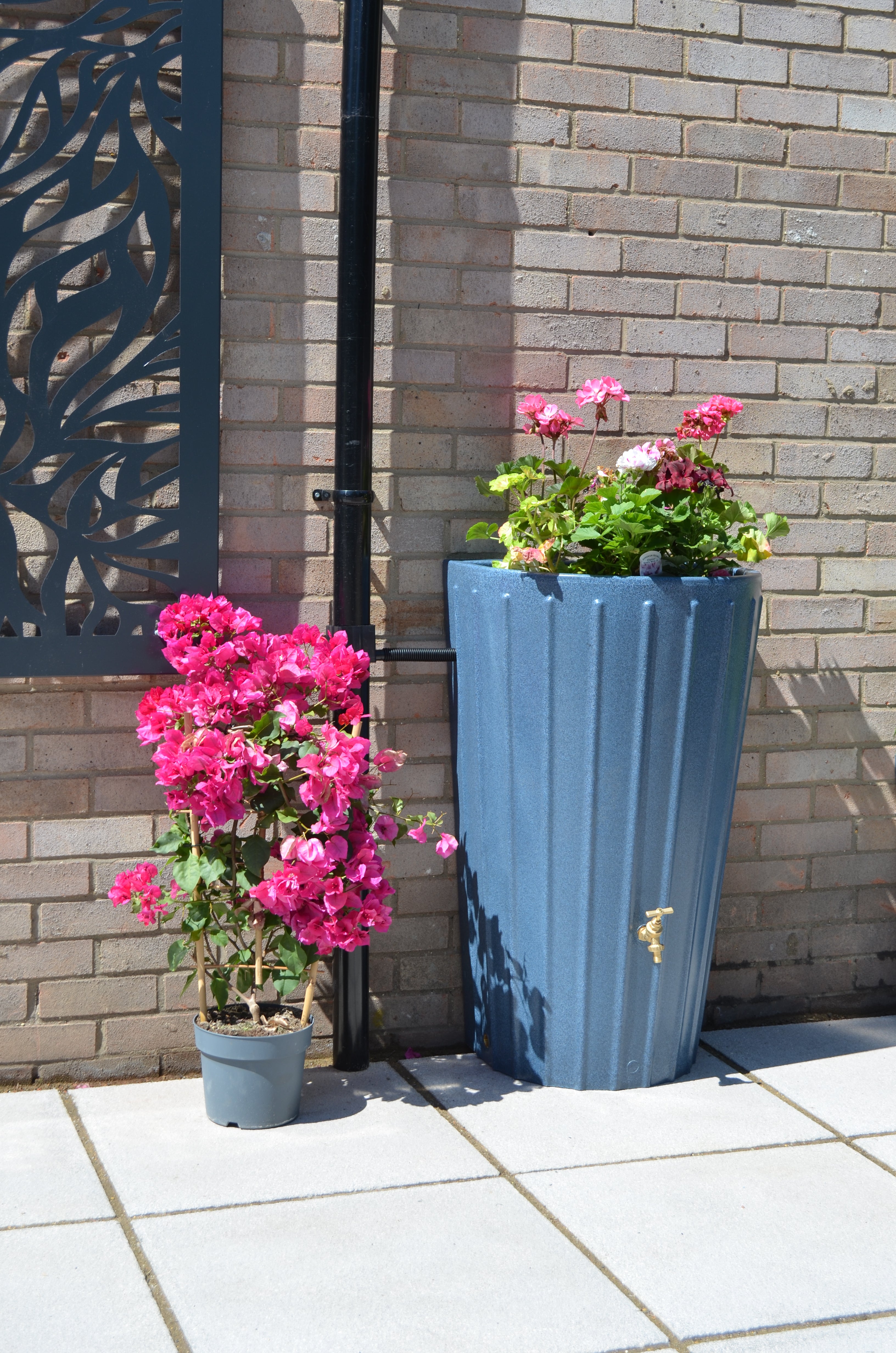 150 Litre Water Butt Planter in Blue Marble - Mini Cosmo