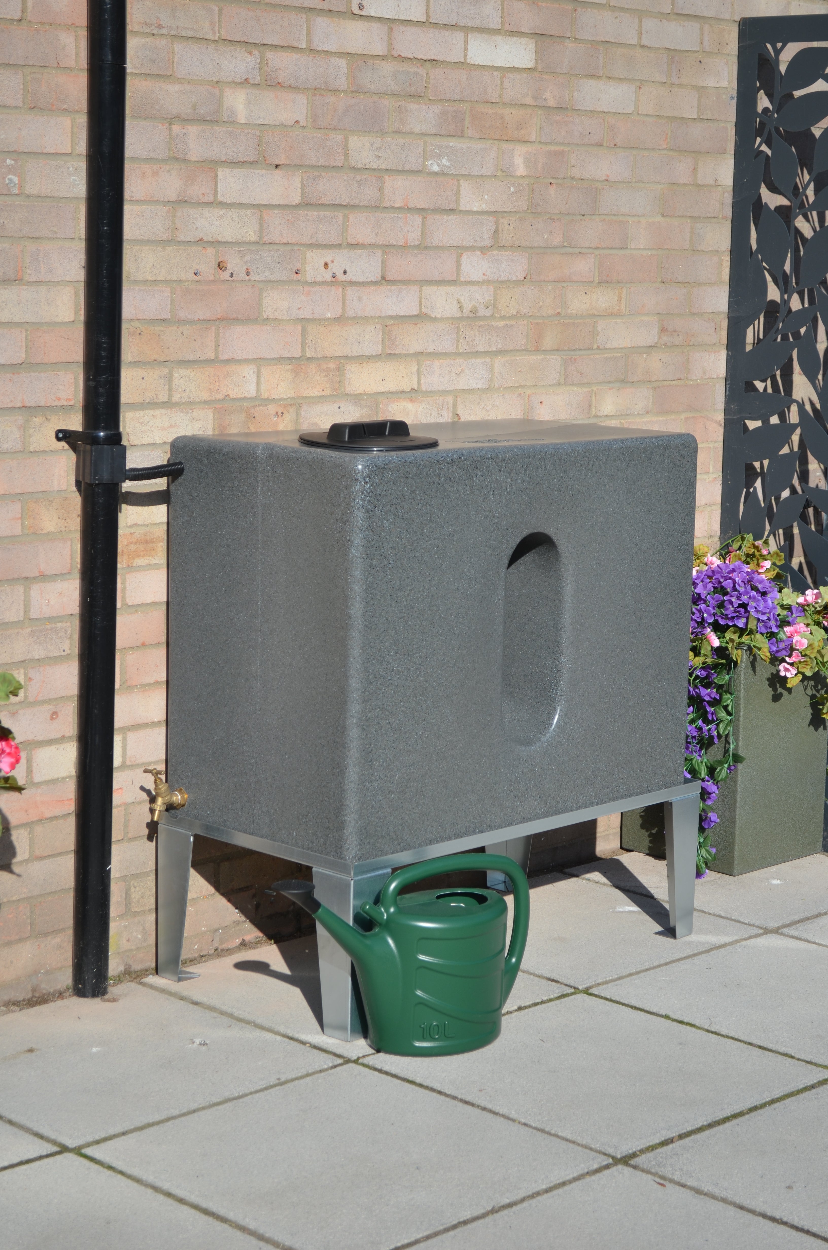 350 Litre Square Water Butt V1 - Millstone - Double Outlet