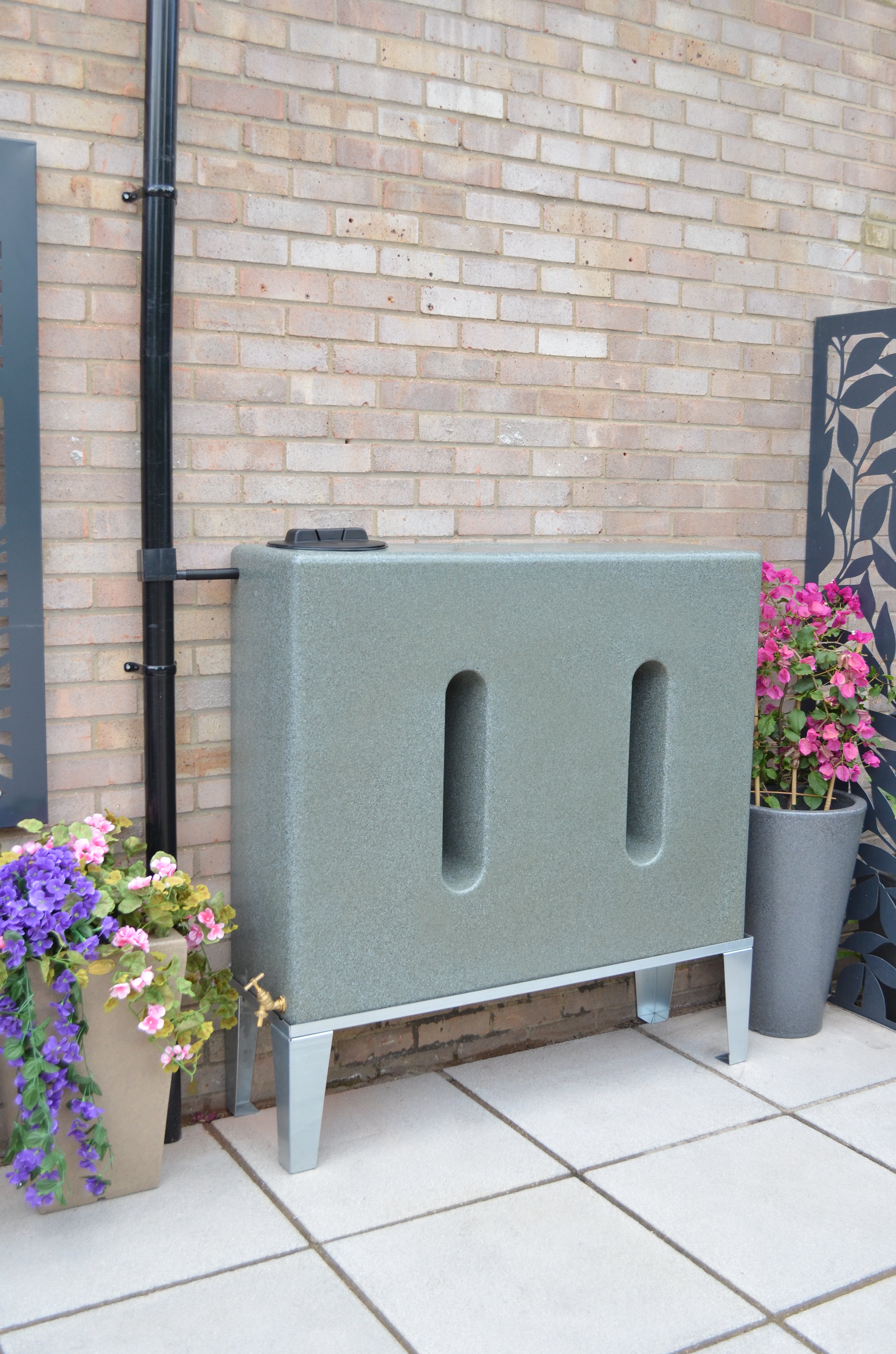 400 Litre Slimline Water Butt in Green Marble