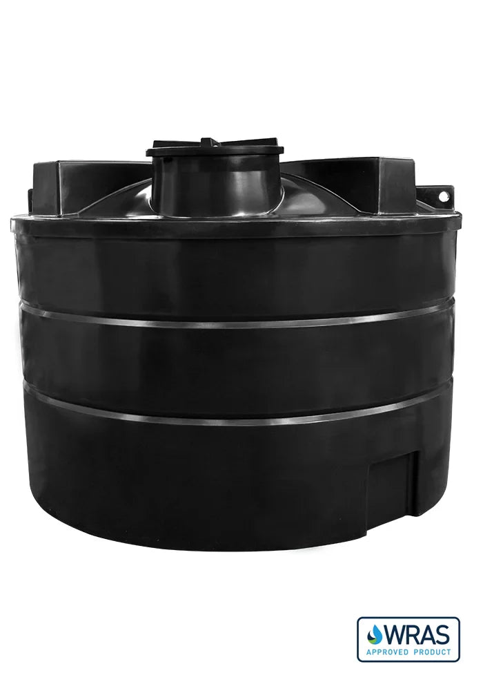 10000 Litre Cylindrical Potable Water Tank - Black - WRAS Approved