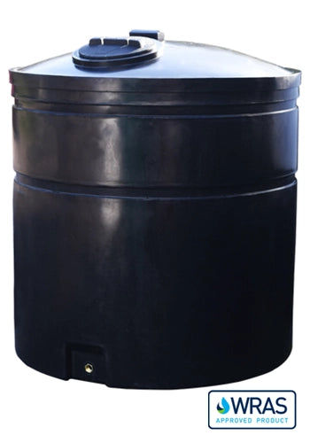 2000 Litre Cylindrical Potable Water Tank - Black - WRAS Approved