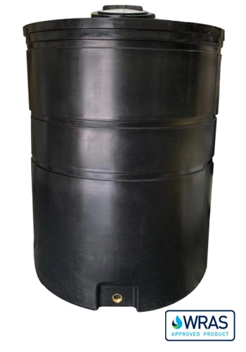3000 Litre Cylindrical Potable Water Tank - Black - WRAS Approved