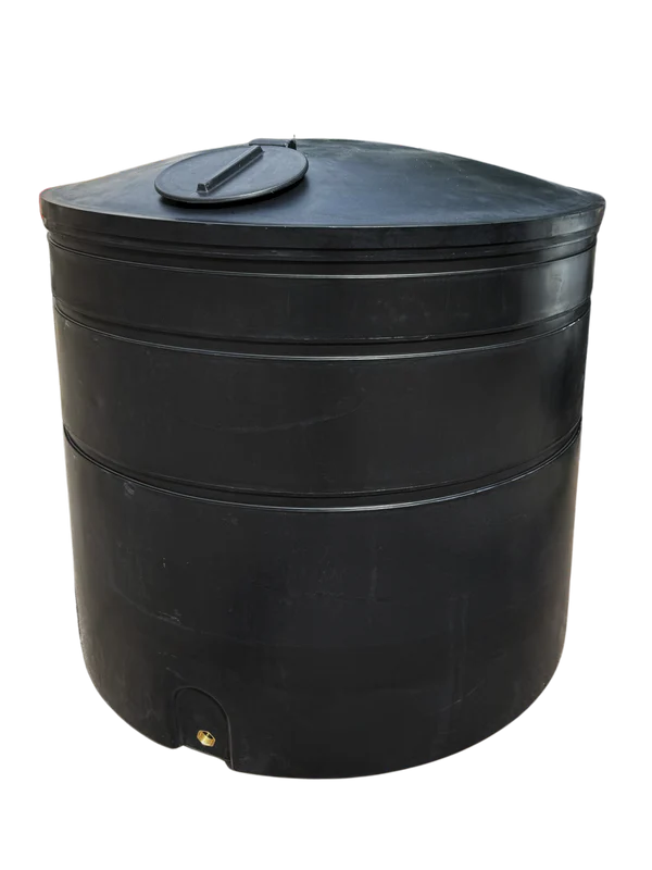 7200 Litre Cylindrical Potable Water Tank - Black - WRAS Approved