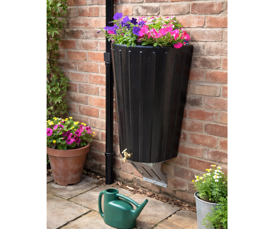 Wall Mounted Mini Cosmo Water Butt Planter in Black