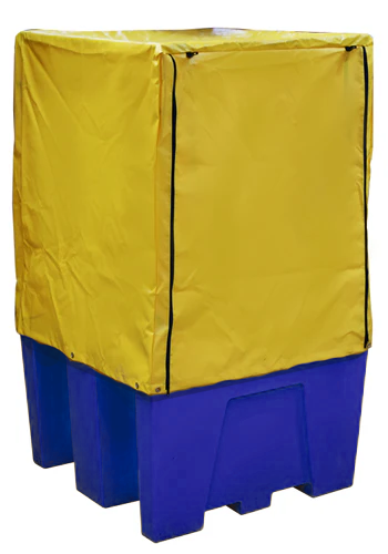 IBC Bund Pallet Blue c/w Grid and Premium Yellow Cover