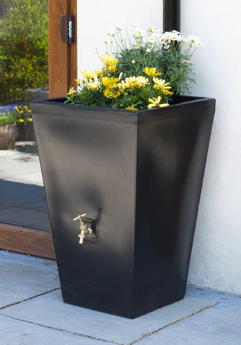 90 Litre Water Butt Planter In Black - The Cambridge