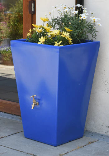 90 Litre Water Butt Planter In Blue - The Cambridge