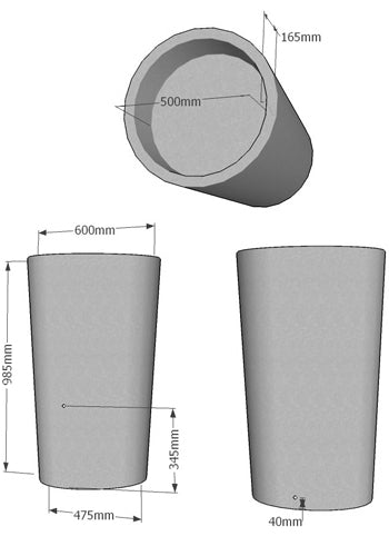 180 Litre Water Butt Planter Pink - The City