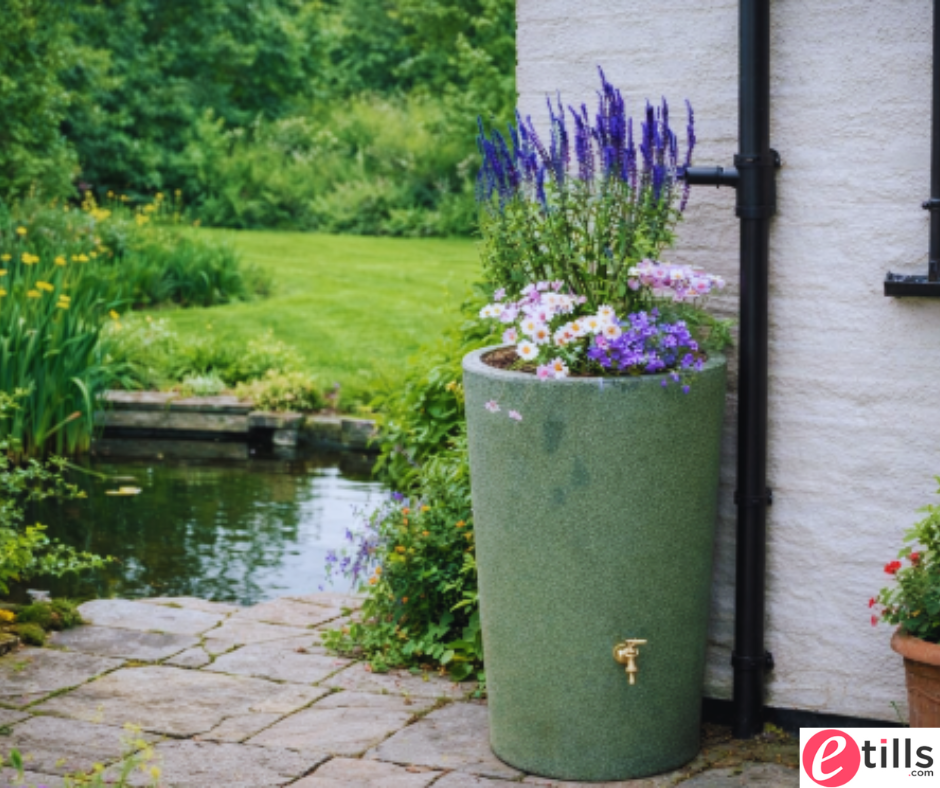 City Water Butt Planter Green Marble