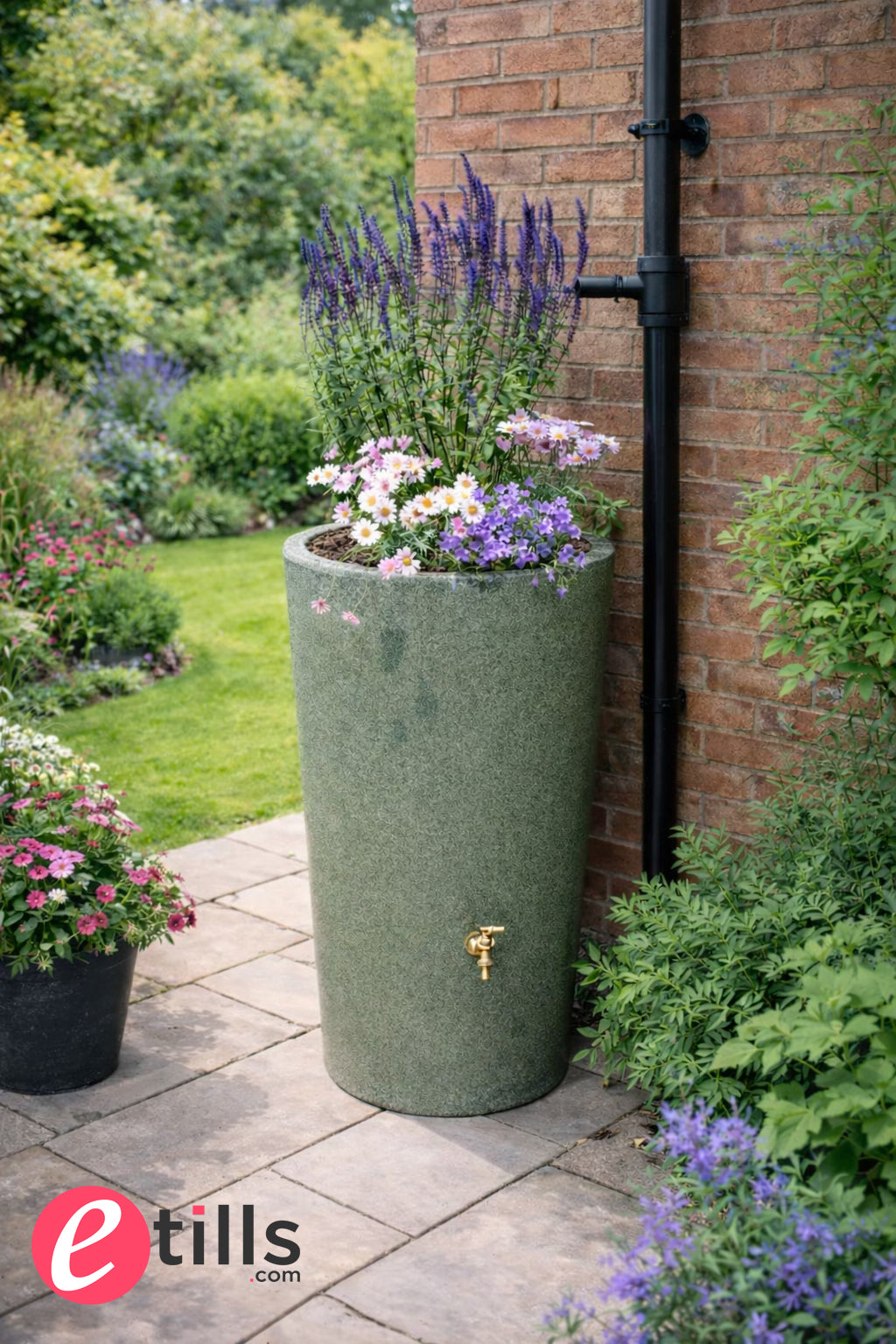 City Water Butt Planter Green Marble