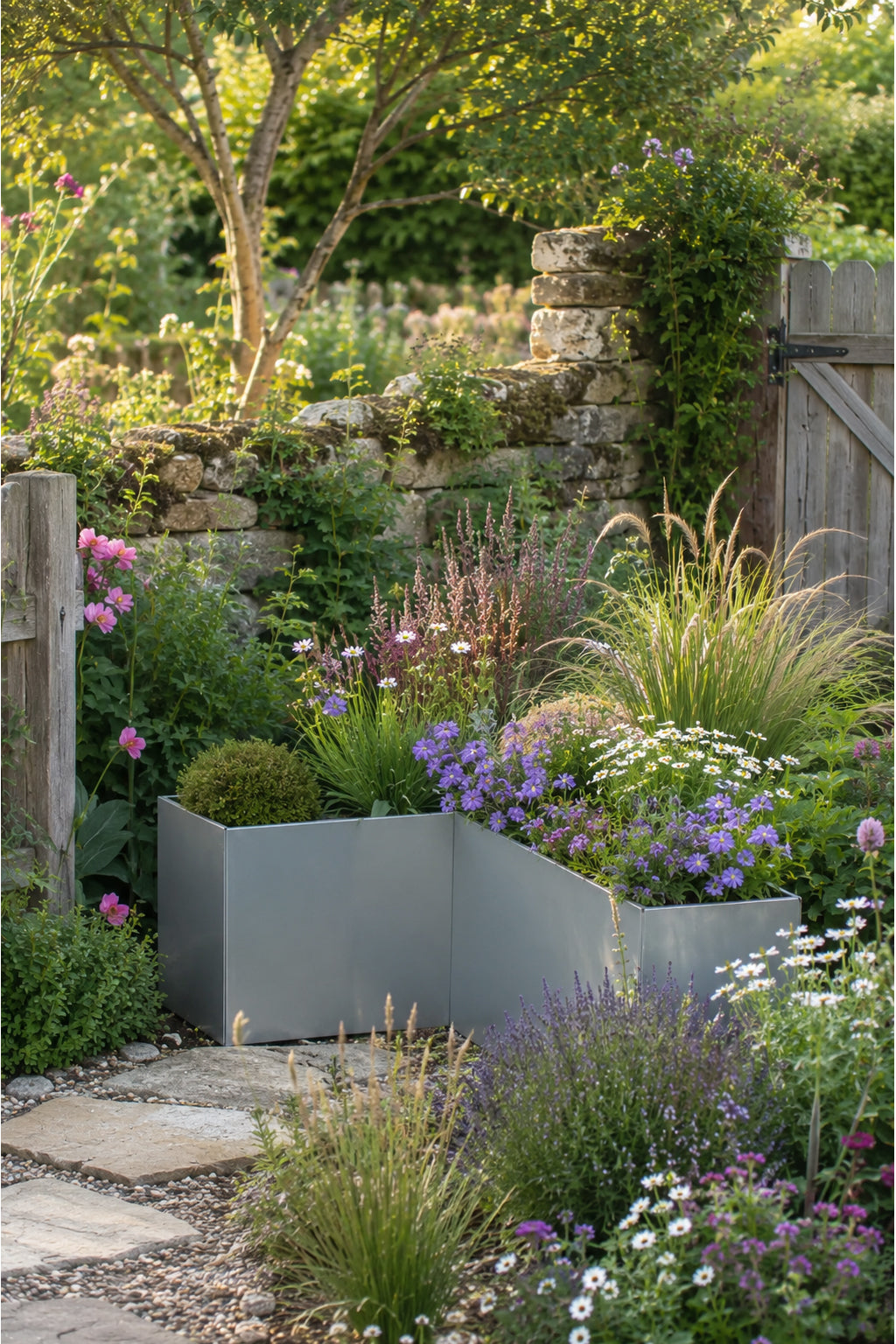 Large Raised Bed Corner Planter - L-Shaped 800 x 600 Contemporary Style
