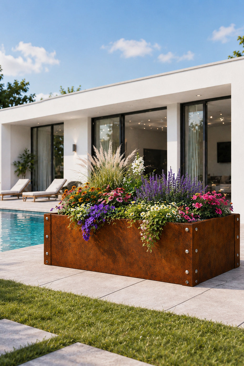 Corten Steel Raised Bed 1200mm x 400mm x 450mm Urban Style
