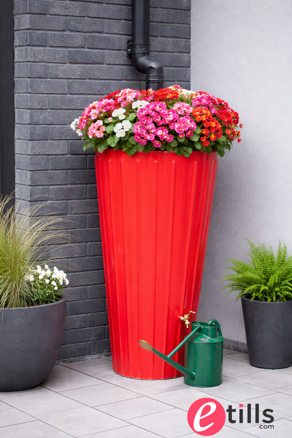 200 Litre Water Butt Planter In Red - Cosmo