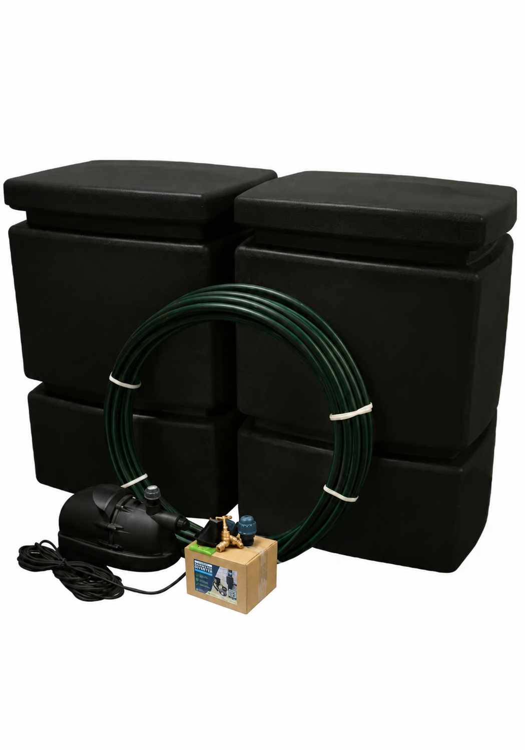 2 x 525 Litre EasyConnect Rainwater Harvesting System - Black