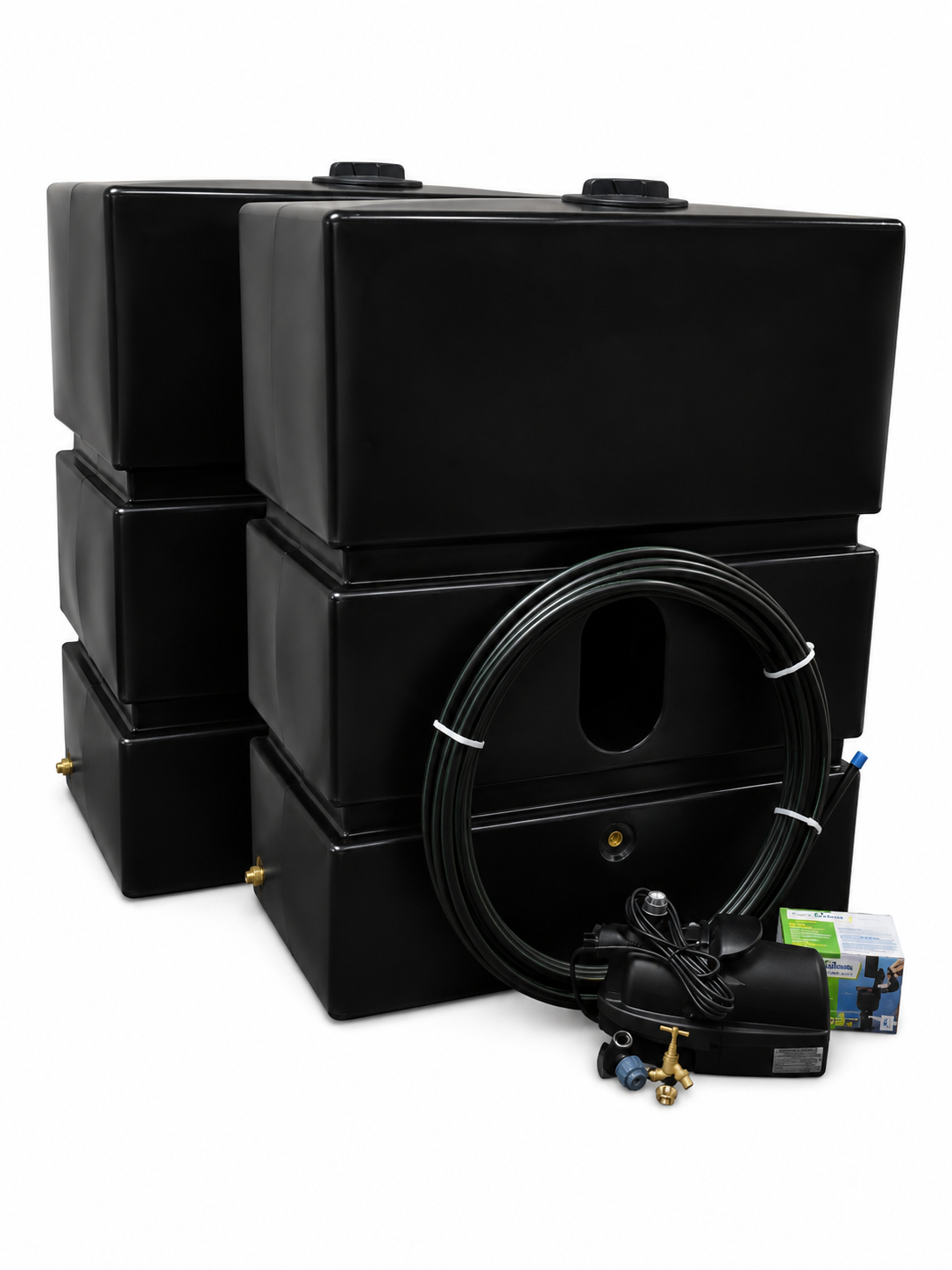 2 x 1200 Litre EasyConnect Rainwater Harvesting System - Black