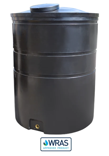 3900 Litre Cylindrical Potable Water Tank - Black - WRAS Approved