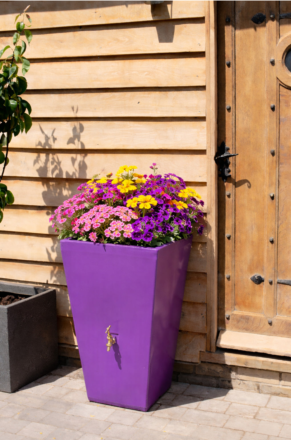 90 Litre Water Butt Planter In Purple - The Cambridge
