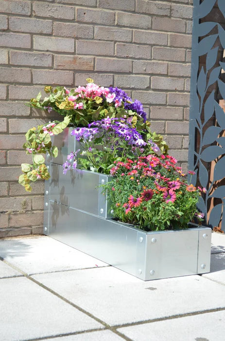 Long Three Tier Raised Bed / Galvanised Planter Set