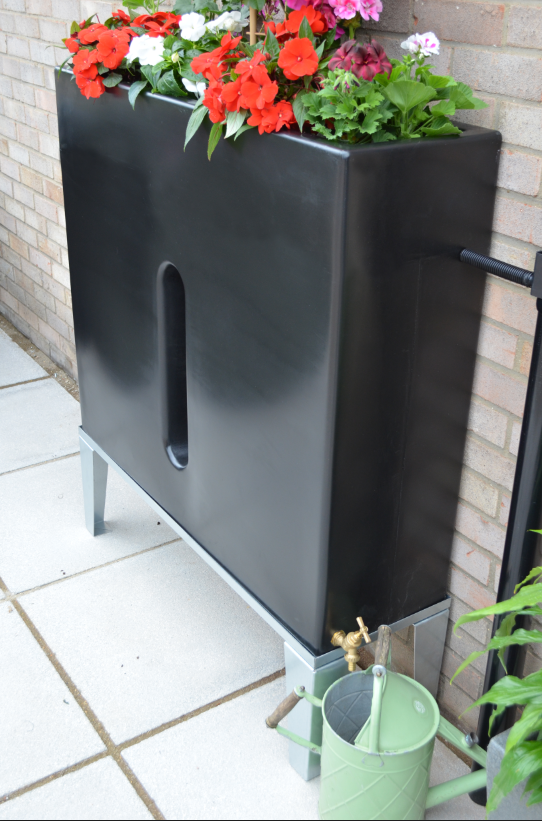 250 Litre Water Butt Planter Black
