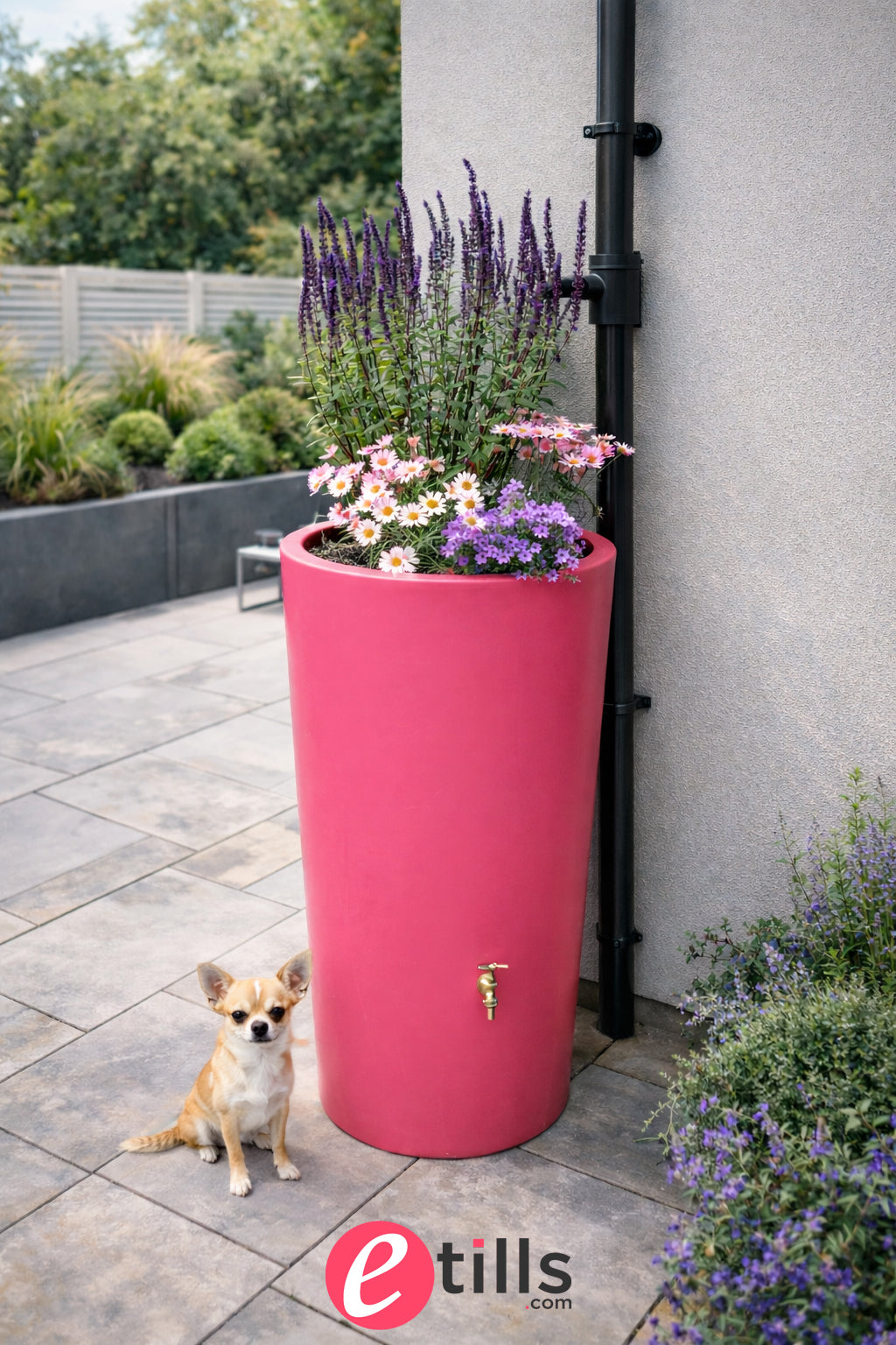 180 Litre Water Butt Planter Pink - The City