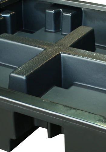 4 Drum Plastic Spill Pallet - PE Grid - Black