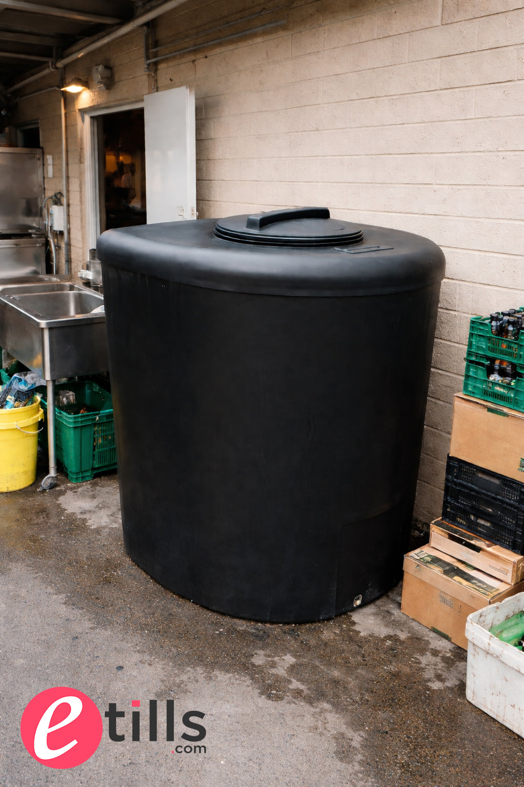1000 Litre Potable Water Tank D Shaped Black